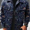 Men DJ Jacket | Vintage Hawaiian Print Two-Pocket Track Jacket Navy