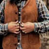 Men DJ Vest | Suede Double Pocket Casual Vest Brown