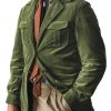 Men DJ Jacket | Lapel Multi-Pocket Corduroy Casual Blazer Green