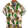 Men HLJ Shirts | Hawaiian Pineapple Print Short Sleeve Shirt Apricot