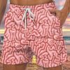 Men DJ Shorts | Brain Print Pocket Casual Shorts Pink