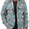 Men DJ Jacket | Vintage Ocean Shrimp Print Pocket Corduroy Jacket Photo Color