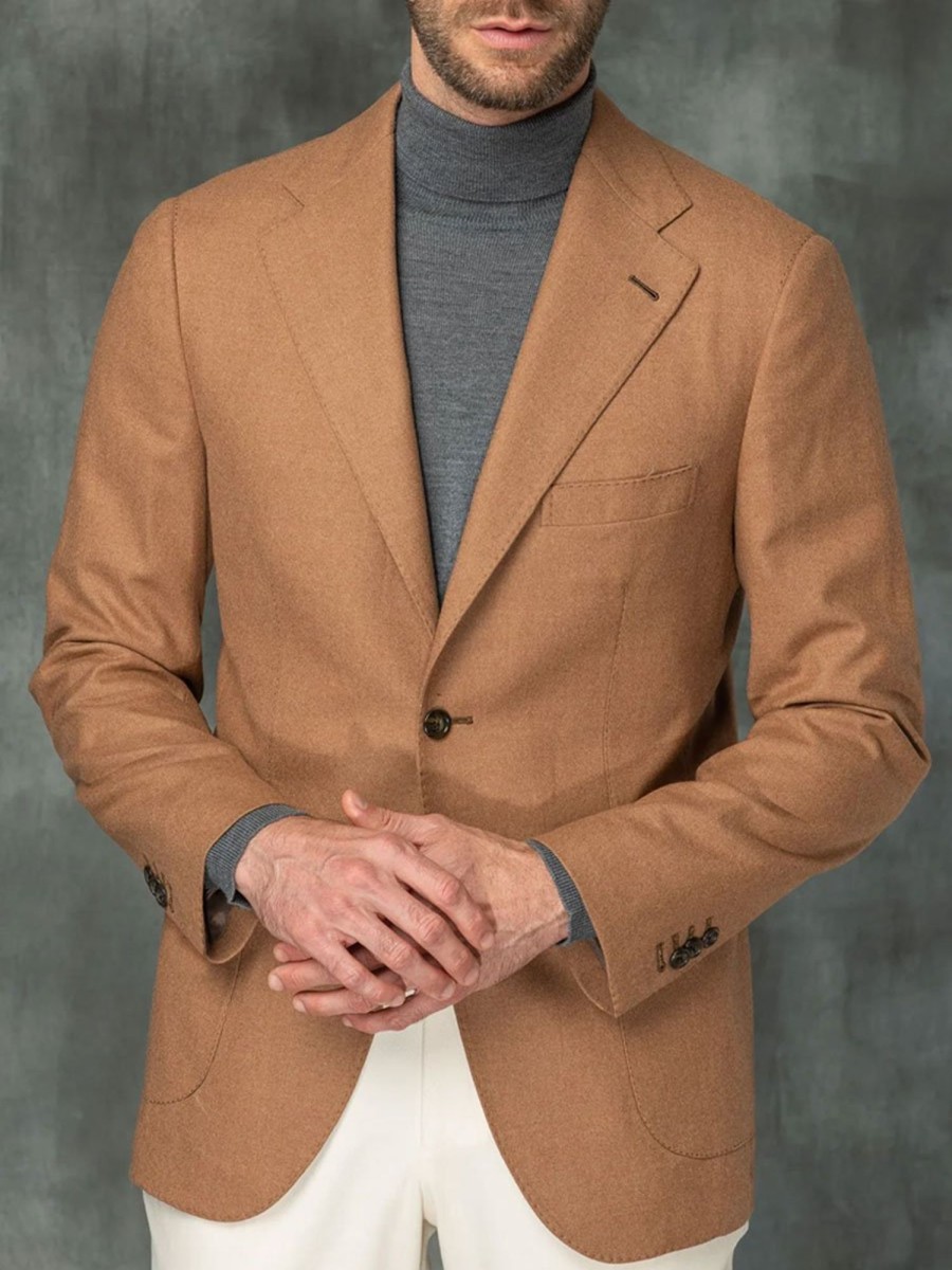 Men BXL Jacket | Men'S Solid Color Multi-Pocket Lapel Casual Blazer Khaki