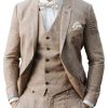 Men DJ Jacket | Solid Color Cotton And Linen 3-Pocket Casual Blazer Khaki