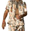 Men DJ Set | Undersea Mermaid Print Short-Sleeved Shirt And Shorts Two-Piece Set Khaki