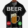 Men DJ Shirts | Drinks Beer Chest Pocket Short Sleeve Casual Shirt Black