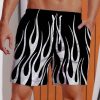 Men HLJ Bottoms | Silver Burning Flame Hawaiian Shorts Black