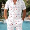 Men BXL Set | Fun Valentine'S Day Printed Holiday Short Sleeve Shirt And Shorts Set White