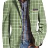 Men BXL Print Jacket | Men'S Plaid Print Pocket Casual Blazer Green