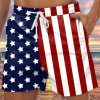 Men DJ Shorts | Independence Day Print Two Pocket Lace Up Shorts Photo Color