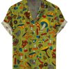 Men HLJ Shirts | Vintage Mushroom Print Hawaiian Short Sleeve Shirt Green