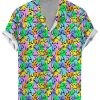 Men DJ Shirts | Colorful Boobs Stick Figure Print Hawaiian Short Sleeve Shirt Photo Color