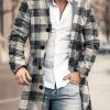 Men DJ Jacket | Classic Retro Plaid Print Pocket Single-Breasted Stand-Collar Jacket Photo Color