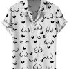 Men HLJ Shirts | Fun And Sexy Printed Short Sleeve Shirt White