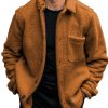 Men DJ Jacket | Lapel Single Pocket Single Breasted Sherpa Thermal Coat Brown