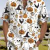 Men DJ Shirts | Fun Halloween Print Casual Short Sleeve Shirt White