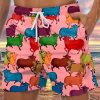 Men GYJ Shorts | Multicolored Cow Print Lounge Shorts Pink