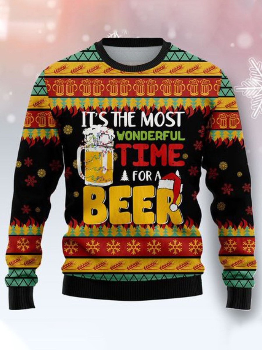 Men HLJ Ugly Sweater | Christmas 3D Printed Crewneck Sweatshirt Black