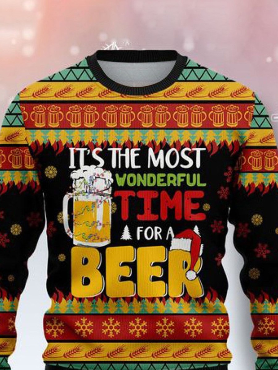 Men HLJ Ugly Sweater | Christmas 3D Printed Crewneck Sweatshirt Black