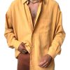 Men DJ Casual Long Sleeve Shirts | Single Pocket Lapel Casual Long Sleeve Shirt Yellow