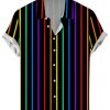 Men DJ Shirts | Colorful Line Print Hawaiian Short Sleeve Shirt Photo Color