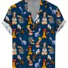 Men DJ Shirts | Multi-Role Cocks Print Hawaiian Casual Short-Sleeved Shirt Navy