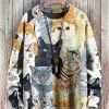 Men GYJ Print Sweater | Cat Print Crew Neck Knitted Pullover Sweater Photo Color