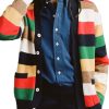 Men BXL Cardigan | Vintage Rainbow Multicolor Knitted Single Breasted Casual Cardigan Photo Color