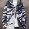 Men BXL Print Jacket | Men'S Casual Water Ripple Print Hooded Velvet Zippered Jacket 54484079Xl Blue