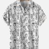 Men DJ Shirts | Cocks Simple Strokes Printed Casual Short-Sleeved Shirt White