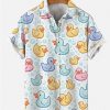 Men DJ Shirts | Summer Time Cute Colorful Ducks And Bubbles Printing Short Sleeve Shirt Photo Color