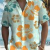 Men HLJ Shirts | Hibiscus Print Beach Men'S Vacation Hawaiian Aloha Shirt Light Green