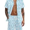 Men GYJ Set | Check Print Short-Sleeved Shirt And Shorts Two-Piece Set Blue