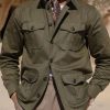 Men DJ Jacket | Vintage Solid Color Single Breasted Multi Pocket Lapel Jacket Army Green