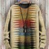 Men BXL Print Sweater | Men'S Casual Colorful Geometric Print Pullover Sweater 53446629Xl Khaki