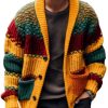 Men BXL Cardigan | Men'S Colorful Striped Pocket Button Casual Knitted Jacket Cardigan Photo Color