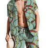 Men DJ Set | Vintage Metal Chain Print Casual Resort Set Green