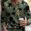 Men DJ Print Sweater | Camouflage Graffiti Print Casual Knitted Pullover Sweater Army Green