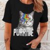 Women DJ | Women'S Lgbt Rainbow Pride Cat Purride Print T-Shirt