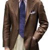 Men DJ Jacket | Solid Color 3 Pocket Single Breasted Casual Blazer Brown