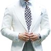 Men BXL Jacket | Men'S Vintage Solid Color Cotton Twill Lapel Casual Blazer White