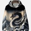 Men GYJ T-Shirts | Men'S Dragon Print Sweatshirt Black