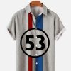 Men findercube Shirts | Men'S Retro Racing Stripe Print Casual Short Sleeve Shirt Photo Color