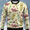 Men DJ Ugly Sweater | Christmas Lamp Print Casual Crew Neck Sweatshirt Yellow