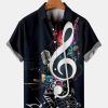 Men HLJ Shirts | Men'S Cool Music Symbol Short Sleeve Shirt Black