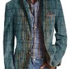 Men BXL Print Jacket | Men'S Retro Stripe Print Casual Pocket Blazer Photo Color