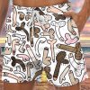 Men DJ Bottoms | Cartoon Cocks Print Casual Double Pocket Lace-Up Shorts