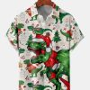 Men HLJ Shirts | Men'S Dinosaur Merry Christmas Print Short Sleeve Shirt Light Apricot