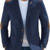 Men BXL Jacket | Cotton-Twill And Suede Paneled Lapel Multi-Pocket Blazer Blue