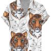 Men QMY Shirts | 3D Tiger Print Short Sleeve Shirt Photo Color